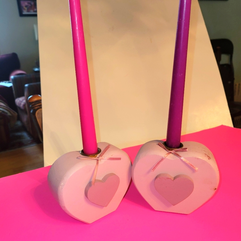 2 HANDMADE BUNNY CANDLESTICK HOLDERS
